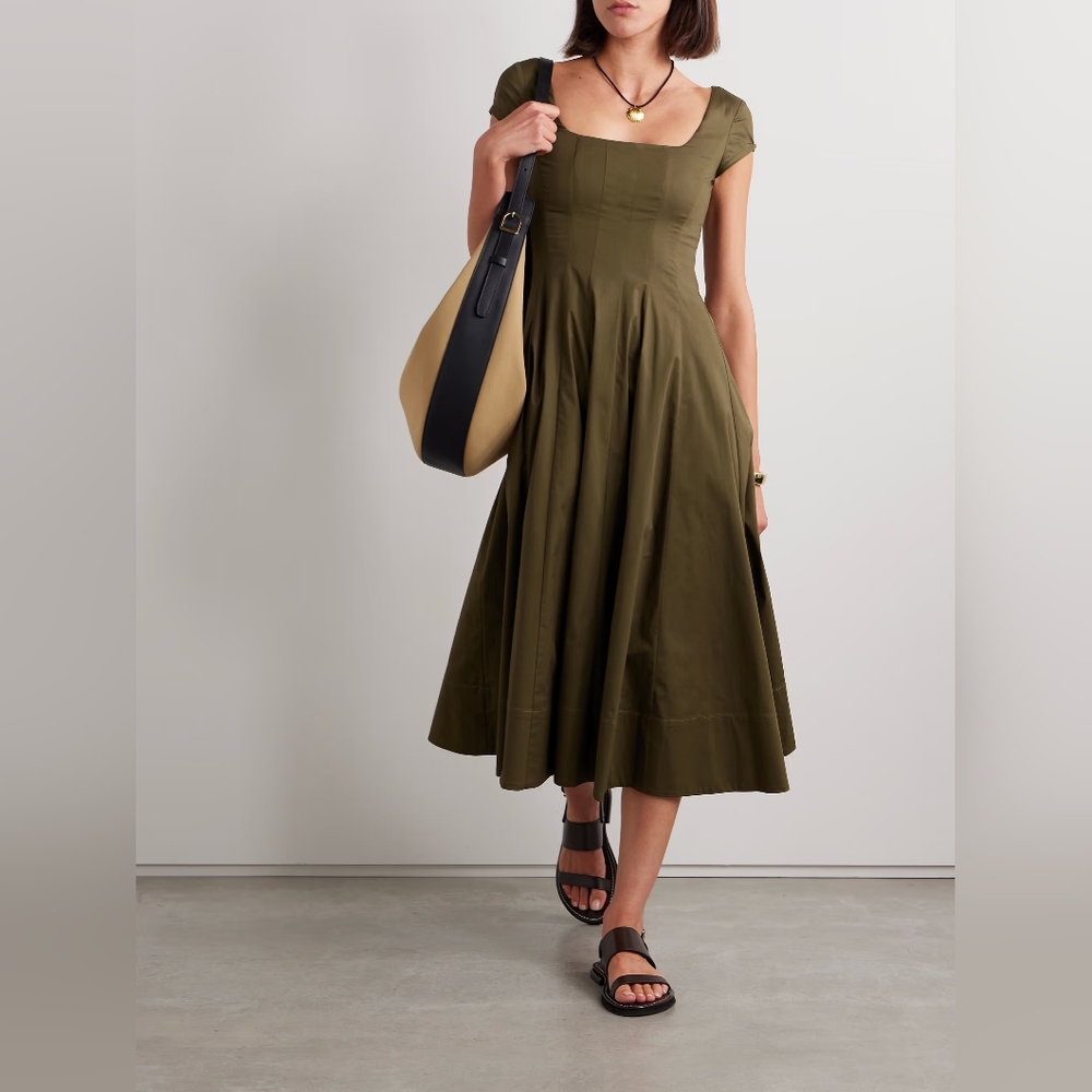 NWT Staud Wells Dress in Olive